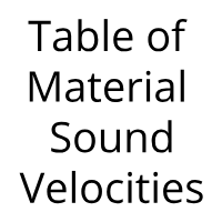 Table of Material Sound Velocities